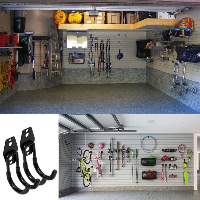 Garage Wall Bracket, 2 Pieces Garage Storage Double Hooks Wall