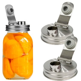 Pour Spout Lids for Ball Regular Mouth Mason Jars, Stainless Airtight Canning Jar Flip Cap Top Lid for Drinking, Salad, Dressing Pouring, Leak-Proof (2PCS)