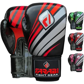 Farabi Boxing Gloves Training Sparring Punching Bag Focus Pads Training Gloves Pair (Black/Red, 12-oz)