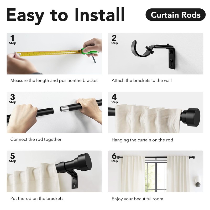 IFELS 2 Pack Heavy Duty Curtain Rods for Windows 48