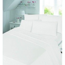 R&Z 100% Brushed Cotton Flanellete Flat Sheet In or Pillow Pair (WHite, Double)