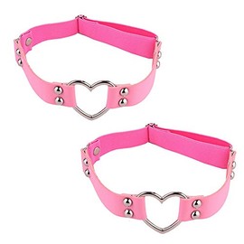 2Pcs Adjustable Punk Rock Thigh Garter Heart Leg Garter Belts for Parties Music Festival