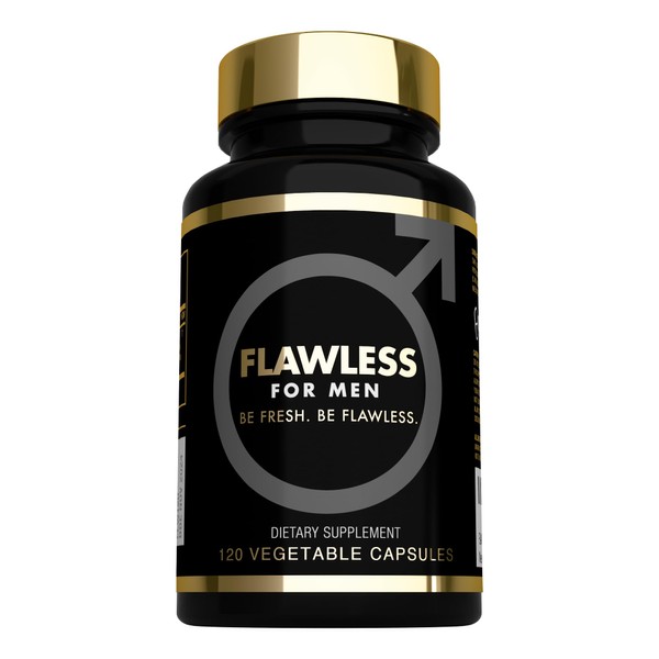 FLAWLESS FOR MEN Fibre Supplement Capsules - 1470mg Psyllium Husk, Aloe Vera, Chia Seed & Flaxseed Powder Fiber, Gut Health, Cleanliness Constipation, IBS & Bloating Relief Soluble Fibre Pure Vegan.