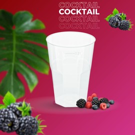DeinPack 25 Cocktail Cups 200 ml Made in Germany Reusable Drink Cups with Measuring Line Shatterproof Dishwasher Safe Transparent Drinking Cups 0.2 L Party Cups