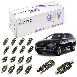 ZIYO LED Interior Light Kit for Volvo XC60 S60 V60 2008-2017 Dome Light Bulbs Replacement Package, 6000K Xenon White LED Lights Accessories Upgrade Error Free (16 Bulbs)