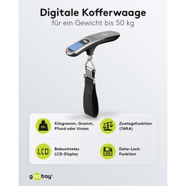 Goobay 71883 50kg Digital Luggage Scale Travel Accessory – Silver