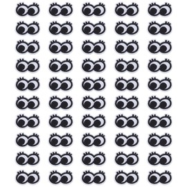 FINGERINSPIRE 50 Pcs Black and White Eyes Iron on Patch 23.5x39.5mm Exquisite Eye Shape Embroidery Sew On Patches Eyes Sewing Applique Stickers Patch for Clothes Jacket Hat Jeans DIY Accessories