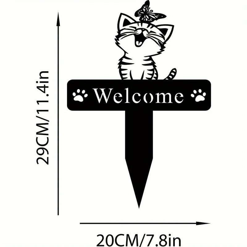 Metal Cat Garden Stakes for Outdoor Decor – Cute Cat