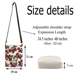 FUSTMW Skull Gifts Skull Crossbody Bag Skeleton Lover Gifts Skull Print Purse Rose Cross Body Bucket Bag with Shoulder Strap, Skull Body Bag