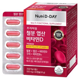 NutriDDay Premium Iron Folic Acid Vitamin D 30g, 60 tablets, 1 pack / 뉴트리디데이 프리미엄 철분 엽산 비타민D 30g, 60정, 1개