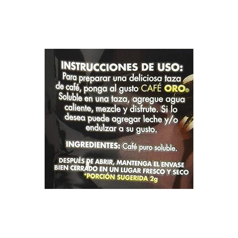 Oro Soluble Coffee, 100% Pure, 1.76 oz from Mexico