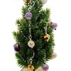 Tiny Christmas Tree with Removable Miniature Ornaments, Purple and Gold