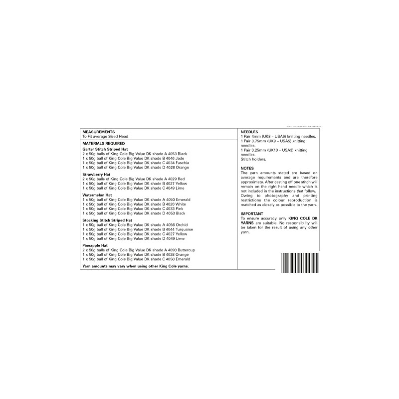 King Cole Ladies Double Knit Knitting Pattern Striped or Fruit