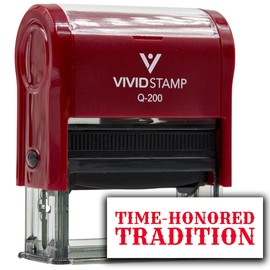 All Quality Time-Honored Tradition Self-Inking Rubber Stamp - Medium 9/16" x 1-1/2", Red