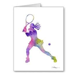 Tennis Player Set of 10 Art Note Cards by Watercolor Artist DJ Rogers