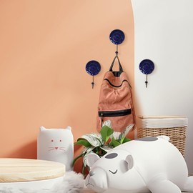 Alpha Living Home - Set of 3 Decorative Ceramic Wall Hooks – Handcrafted Round Coat Hooks for Towel, Bag, Hat, Robe – Farmhouse Wall Mounted Hook for Entryway, Bathroom, Kitchen – Antique Royal Blue