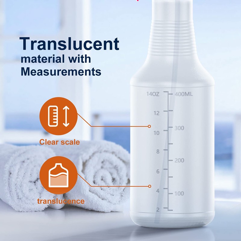 Veco Spray Bottle (5 Pack,16 Oz) with Measurements and Adjustable