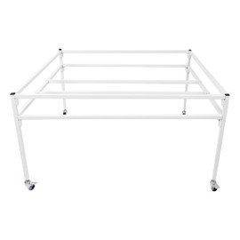 HECASA 4' x 4' Rolling Flood Table Tray Stand for Hydroponic Trays Reservoirs Hydroponic Tray Plants Stand Toolless Assembly Tray Stand Heavy Duty Steel Powder Coated White