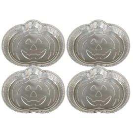 Black Duck Brand Set of 4 Foil Pumpkin Disposable Pan Aluminum 9.37 X 7.25 (4 Pumpkin Pans)