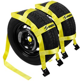 Sumpluct Tow Dolly Basket Straps with Flat Hooks Fits 14" 15" 16" Car Auto Hauler Wheel for A Car Trailer,SUV,UTV,ATV Transport Vehicle Tire Tie Down Strap Kit Heavy Duty Tire Bonnet Net Safe