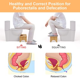Uaniar Bamboo Toilet Stool, Wooden Squatting Potty Stool for Adults, 7 Inch Toilet Stool Squat Adult, Non-Slip Wood Poop Stool for Bathroom, Portable Toilet Foot Pooping Steps for Kids