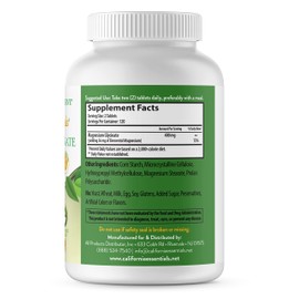 Magnesium Glycinate 400 - Chelated, High Absorption Magnesium for - Vegan, Non-GMO, Gluten-Free 120 Tablets (Servings 60, Serving Size (2) 200mg Tablets)