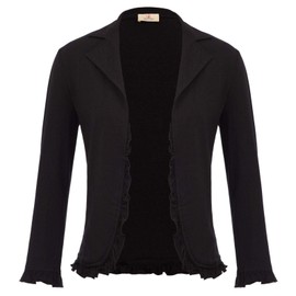 Womens Casual Work Office Blazer Open Front Cardigan Jacket Bolero Shrug Black L