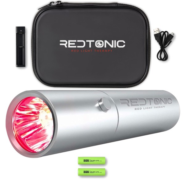 Exerscribe Red Light Therapy for Face and Body Use - RedTonic Handheld LED Infrared Light Device with 630nm, 660nm & 850nm Wavelengths
