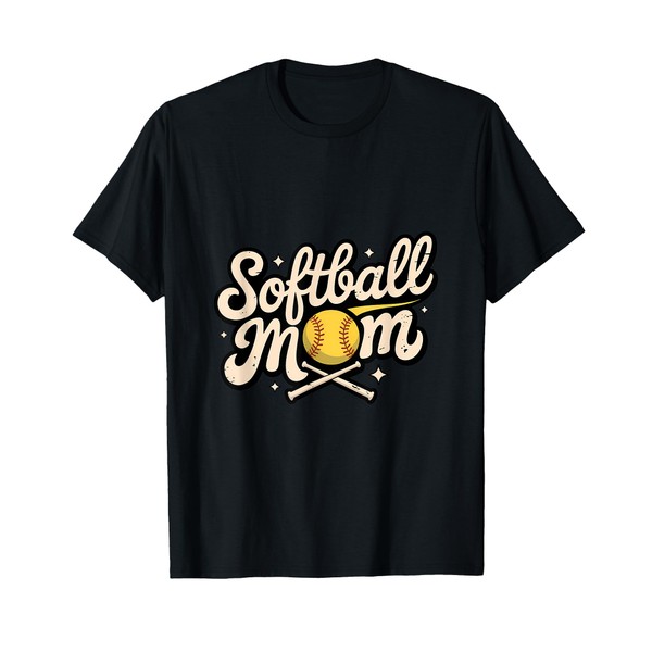 Softball Mom Yellow Ball Bats Fan T-Shirt