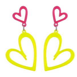 SELOVO Candy-colored Earrings Double Love Heart Acrylic Dangle Drop Earrings for Women Yellow
