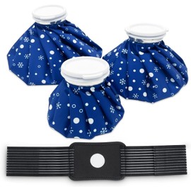 Ice Bags for Injuries, Refillable Ice Pack Hot Water Bag for Injuries, Reusable Ice Cold Packs with Wrap Ice Bag, 3 Sizes (6"/9"/11")