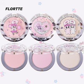 FLORTTE Radiant Skin Goals Esther Bunny Highlighter Single-Colour Glow Makeup Face Radiant Glow Highlighter Powder:_01#Beige