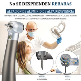 YOYTYW Pieza de mano dental de alta velocidad, Piezas de alta velocidad dental con luz LED, Silencioso, Herramienta Manual De Alta Velocidad de 4 Agujeros, Mango LED