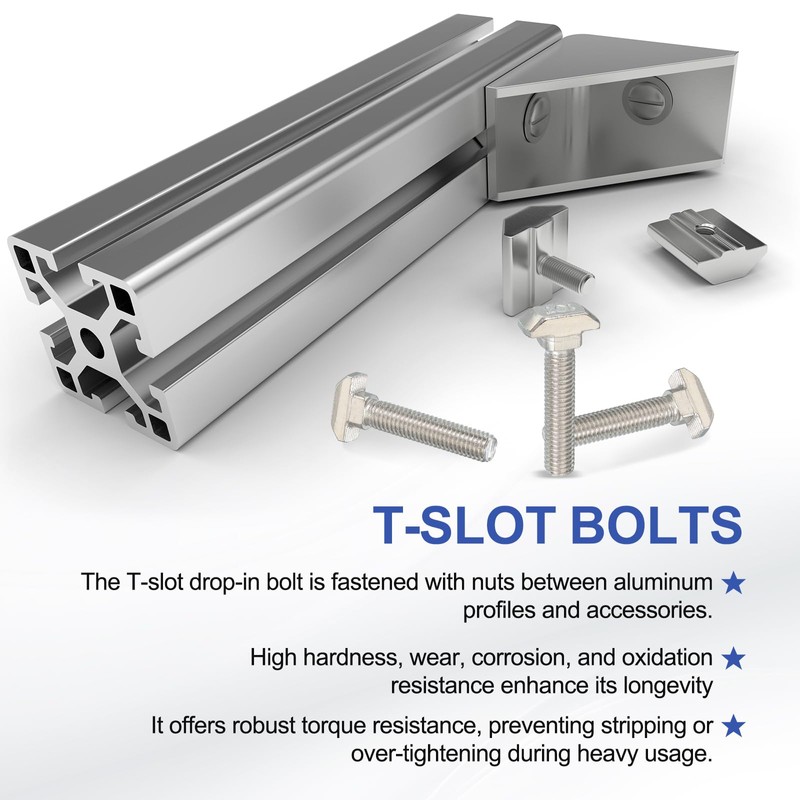 PATIKIL M8x20mm T-Slot Bolts, 20 Sets Hex Flange Nut T-Bolt