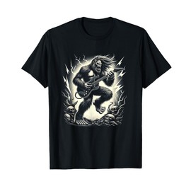 Heavy Metal Bigfoot Electric Guitar Sasquatch Music Band T-Shirt