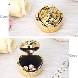 Hipiwe Rose Shape Vintage Jewelry Box - Gold Metal Trinket Organizer Small Jewelry Storage Holder Treasure Box Case Keepsake Box for Rings Earrings Necklace Gift for Girls Women, Large
