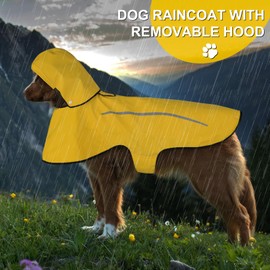 Dog Raincoat for Large Dogs, Adjustable Raincoat for Dogs, Reflective Rain Coat for Puppy, Dog Raincoats Waterproof with Hoodie, Waterproof Dog Rain Jacket Rainwear