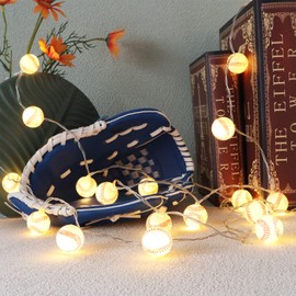 Yayfazy Baseball Decorations String Lights, Battery Operated 6.6ft 20LED 8 Mode with Timer Sports Room Decor Lights for Boys Bedroom or Sports Theme Party, for Son, Grandson