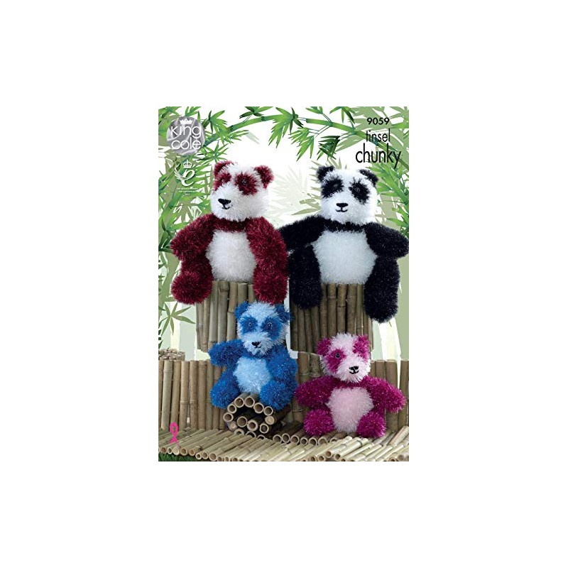 King Cole 9059 Knitting Pattern Panda's in Tinsel Chunky