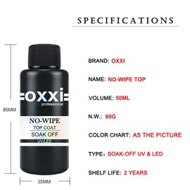 OXXI Professional Big Size 50ML No Wipe Top Coat Gel Nail Polish