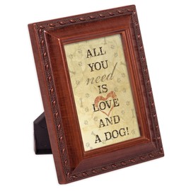 Cottage Garden All You Need is Love and A Dog 2 x 3 Woodgrain Finish Rope Magnetic Tiny Photo Frame