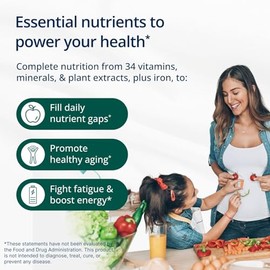Metagenics PhytoMulti with Iron - Daily Multivitamin for Men & Women with Phytonutrients* - Methylfolate, Vitamins A‑K, Zinc & B6 - Iron Bisglycinate 