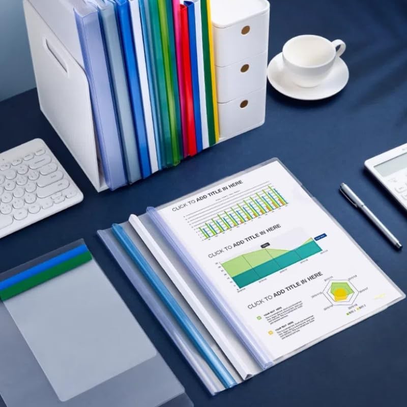 10PCS Clear A4 Slide Binders White Binding Bars Slide Grip,Plastic