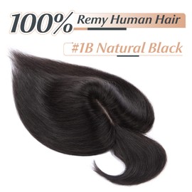 Benehair Human Hair Toppers for Women, Real Human Hair Topper with Fringe, Natural Clip in Hair Topper with Bangs, Hair Toppers for Thinning, 6 Inches Medium Brown Hair for Women #4