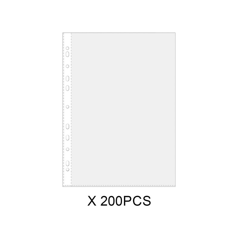 200 Pcs Poly Pockets A4 Folder,Clear Plastic Wallets A4 Punched