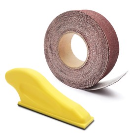 Mini Sander for Small Wood Projects Plus Hook and Loop Sandpaper Roll (1''x20'), Micro Sander Kit Tool Craft Sander for Crafting, Sanding, Tight Space, Precision Finger Detail Sander (120 Grit)