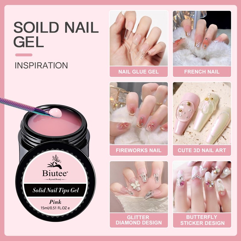 Biutee Solid Nail Tips Gel Nail Art Gel Nail Glue