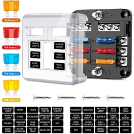 Nilight 6-Way Car Marine Waterproof Fuse Box Block Holder with LED Indicator For 12V/24V
