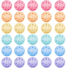 Tradder 30 Pcs Plastic Practice Baseballs Bulk 40 Holes Practice Golf Balls Baseball Balls Multi Color Outdoor Indoor Balls Tournament Play Training for All Style Paddle, 2.9 Inches (Macaron Color)