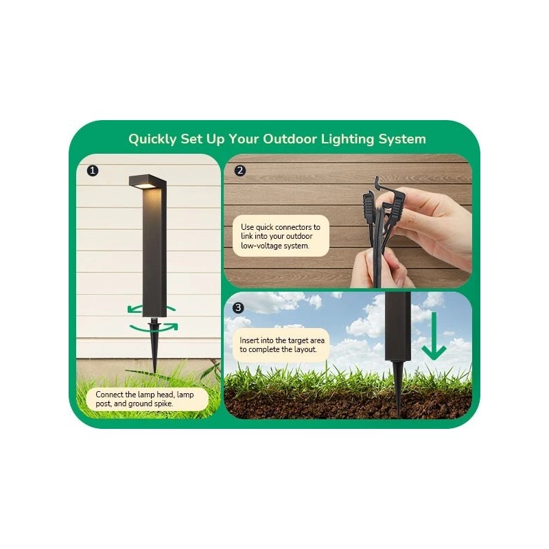 EDISHINE 6 Pack Low Voltage Landscape Lights, Square Modern Aluminum